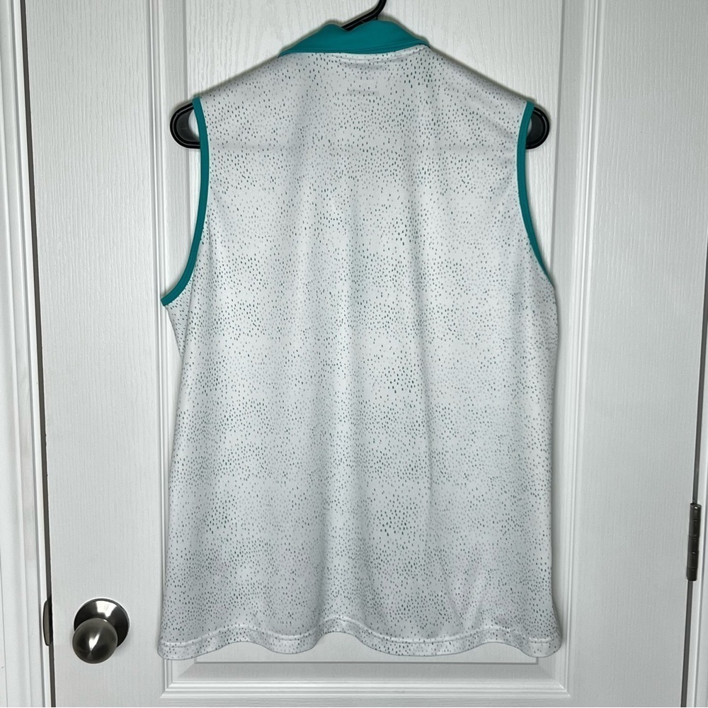 Adidas Women’s Golf Sleeveless Polo Shirt White Turquoise Green Size XL - Picture 2 of 10